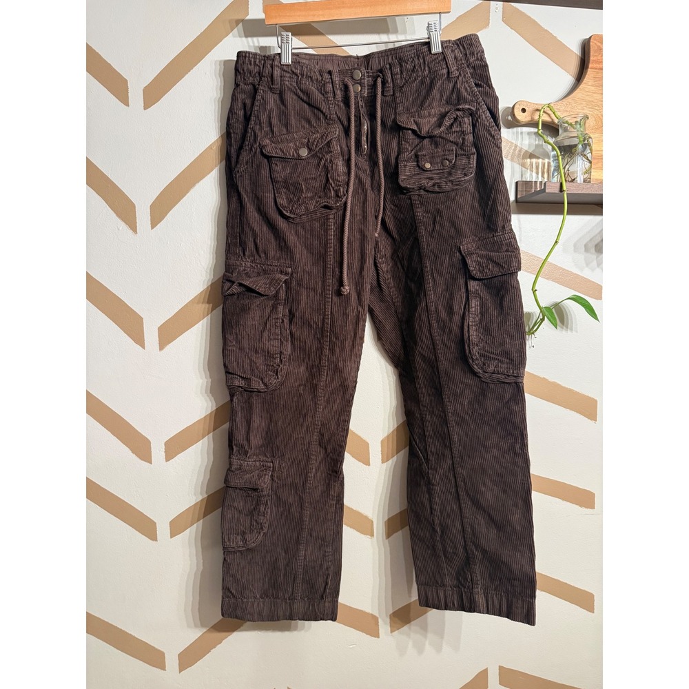 Free People Cargo Pants Women Size S Brown Corduroy Utility Drawstring OB1654988